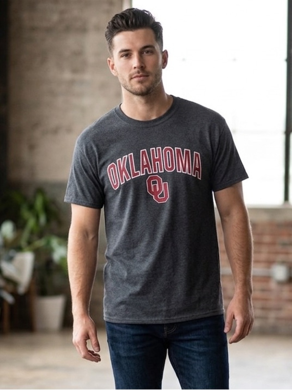 University of Oklahoma, OU, Gray Short Sleeve Men’s Tee, Size XL extra large